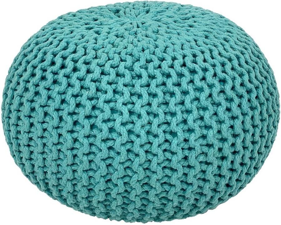 Voglrieder Gebreide Poef Ø 45 cm – MUNT – Handgemaakt van Gerecycled Katoen Voor Binnengebruik