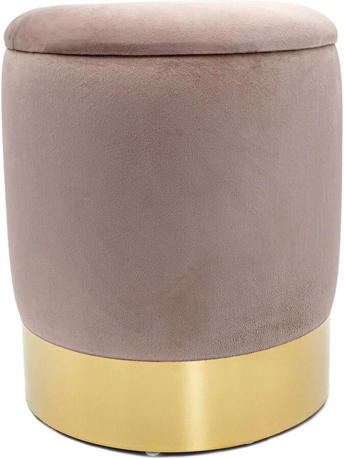 Voglrieder Poef Velours Hocker – Met Opbergruimte – Violet Zachte Zithocker van Velours Ø 31 x H 38 cm
