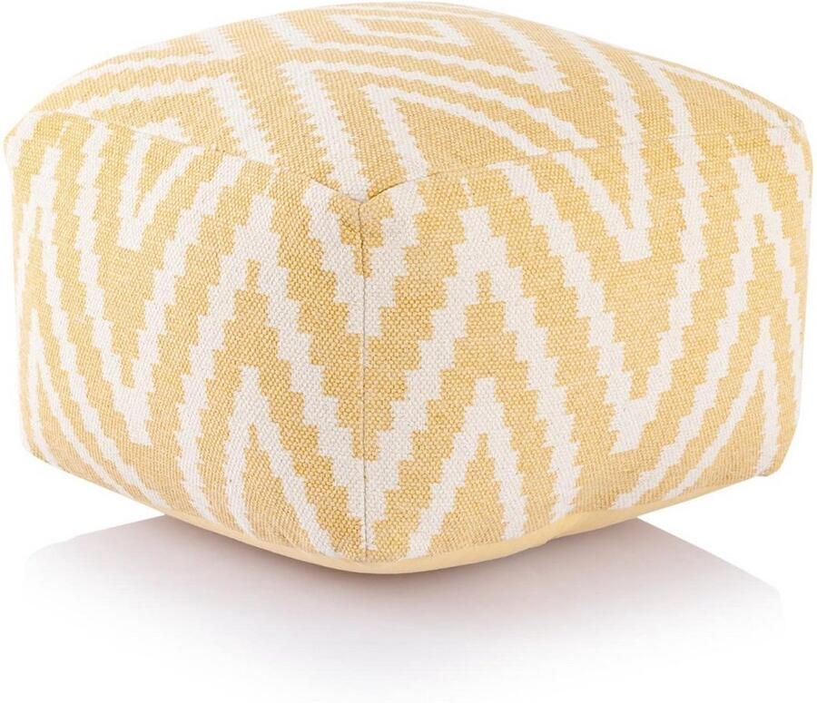 Voglrieder Zitpoef voetenbank – Geel– handgeweven |uniek design