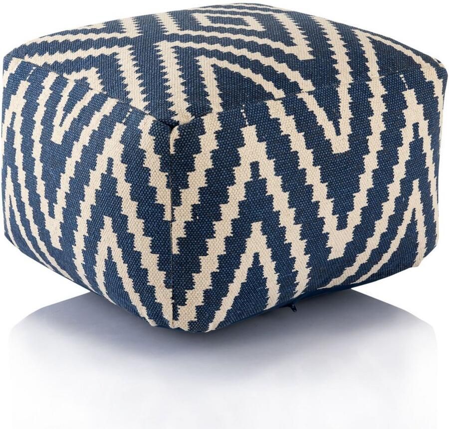 Voglrieder Zitpoef voetenbank – Jeans blauw– handgeweven |uniek design