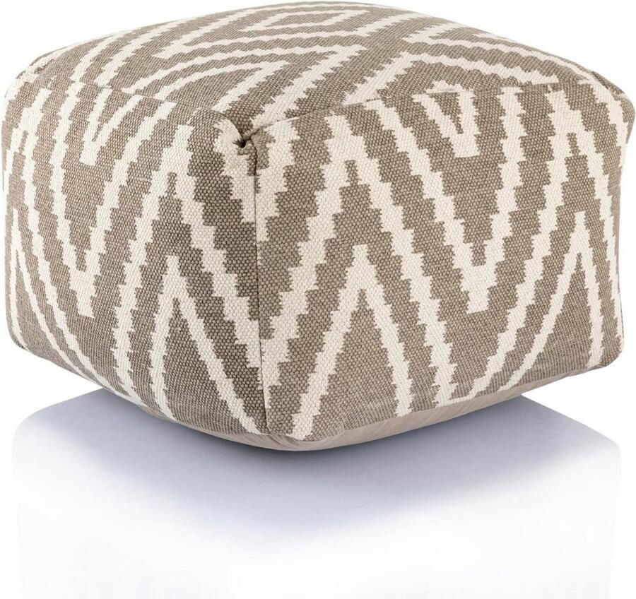 Voglrieder Zitpoef voetenbank – taupe – handgeweven |uniek design
