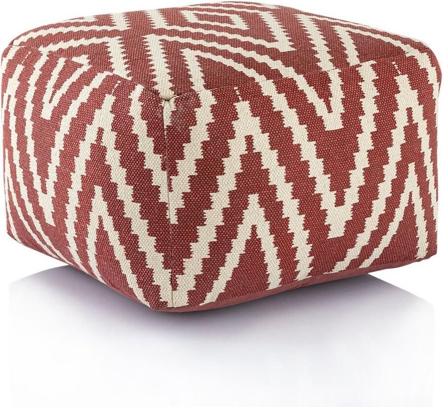 Voglrieder Zitpoef voetenbank – vintage rood – handgeweven |uniek design