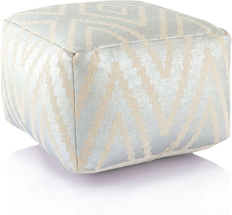 Voglrieder Zitpoef voetenbank – Zilver– handgeweven |uniek design