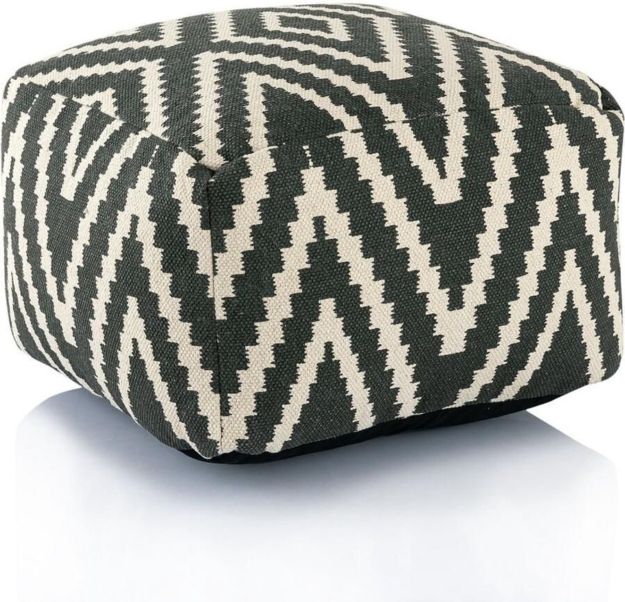 Voglrieder Zitpoef voetenbank – Zwart– handgeweven |uniek design