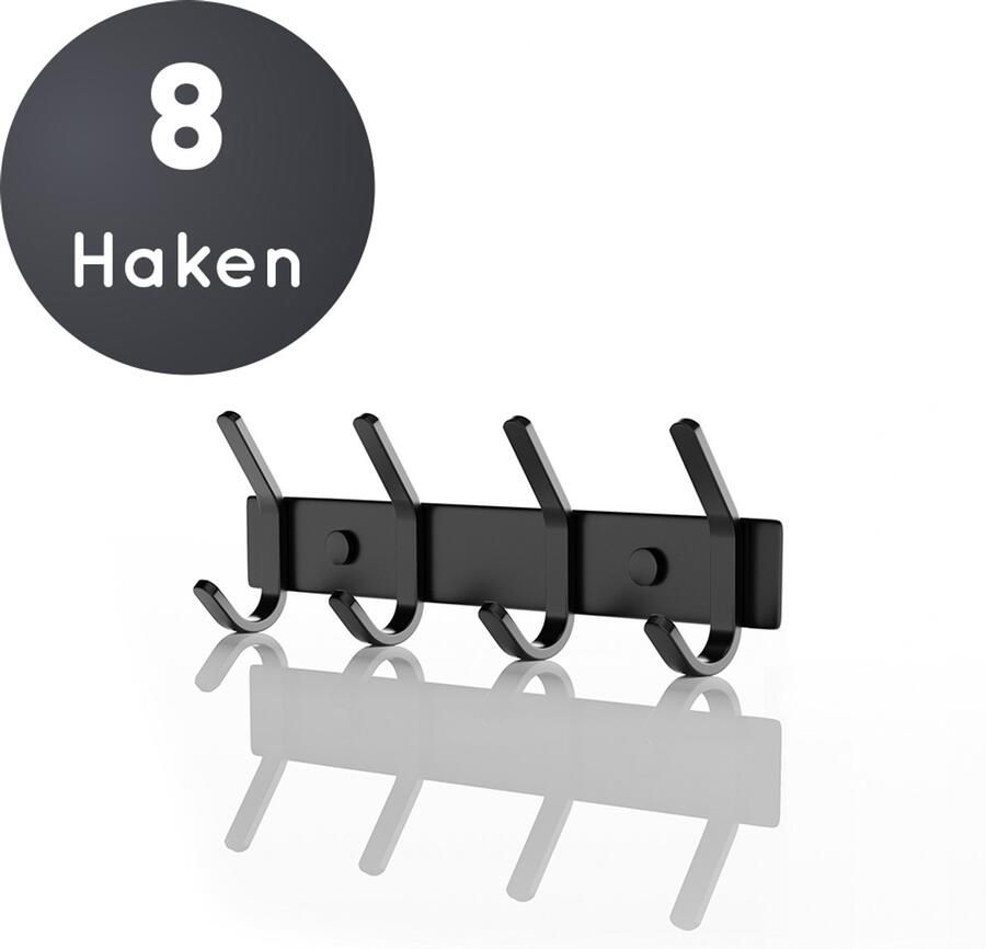 Volcan Wandkapstok 8 Haaks Zwart