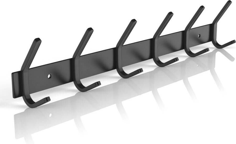 Volcan Wandkapstok 12 Haken RVS Muur Kapstok Hangend Industrieel Handdoekrek 3M Tape Zwart - Foto 2