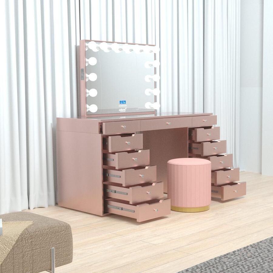 Vonato Blush Beauty Kaptafel Verlichte Spiegel Bluetooth Functie Inclusief Kruk voor de make up tafel