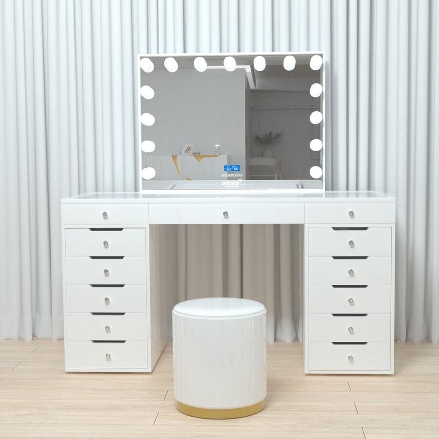 Vonato Pearl Glow Kaptafel Verlichte Spiegel Bluetooth Functie Inclusief Kruk voor de make up tafel