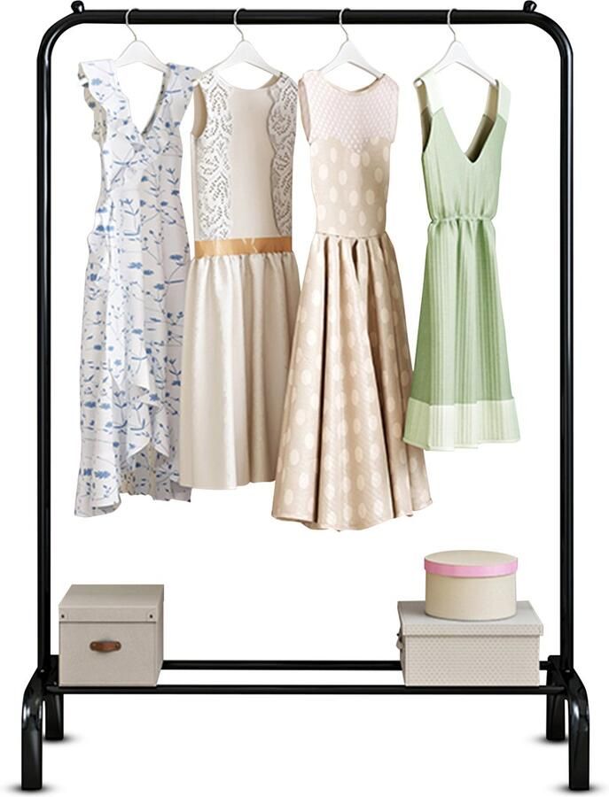 Vonia Kledingrek Garderoberek Kledingrek met Schoenenrek Kledingrek Zwart 150x40x110 cm Zwart