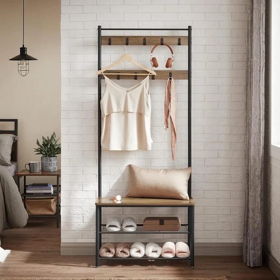 Vostara Wandkapstok Kapstok Staand Kapstokken Kapstok Hangend Kapstok Zwart Kapstok Met Schoenenrek Kapstok Haken Garderoberek Kapstok Muur Kapstokhaak