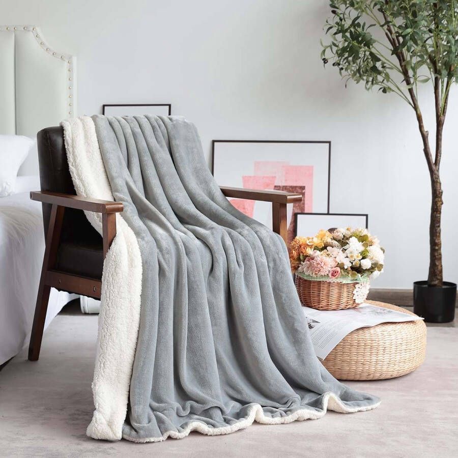 VOTOWN HOME SHOP YOLO Fleece deken Beddensprei zachte pluizige warme winterdeken voor bed- bank deken 150 x 200 cm Grijs
