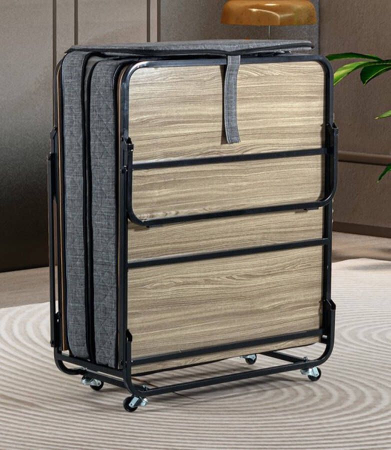 Vouwbedden.com Dut-ch Bedding Hotel Vouwbed met Binnenvering Matras 90x200 Logeerbed Opklapbed inclusief Matras en Hoofdbord Opvouwbare Hotel Bed