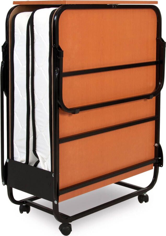 Vouwbedden.com Dut-ch Bedding Luxe Vouwbed met Binnenvering Matras 80x190 Logeerbed Opklapbed Inclusief Matras en Hoofdbord Opvouwbare logeerbed