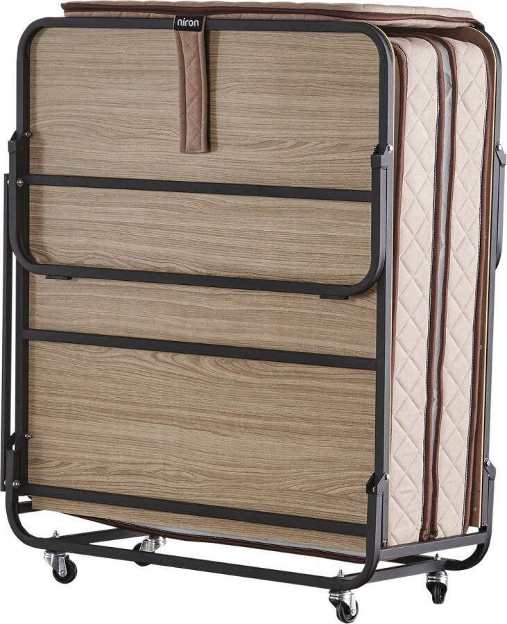 Vouwbedden.com Dut-ch Bedding Supreme Vouwbed met Binnenvering Matras 90x200 Logeerbed Opklapbed Inclusief Matras en Hoofdbord Opvouwbare logeerbed - Foto 2