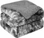 VOXO Luxe Sherpa Fleece Deken Super Zacht Warm en Donzig Plaid voor op de Bank Bed of Woonkamer Decoratie 160 x 200 cm Wolf Grijs - Thumbnail 1