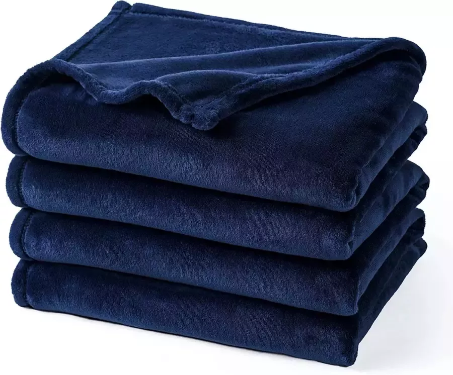 VOXO Super Zachte Fleece Deken Plaid voor op de Bank Bed of Woonkamer Decoratie 170 x 200 cm Marine Blauw