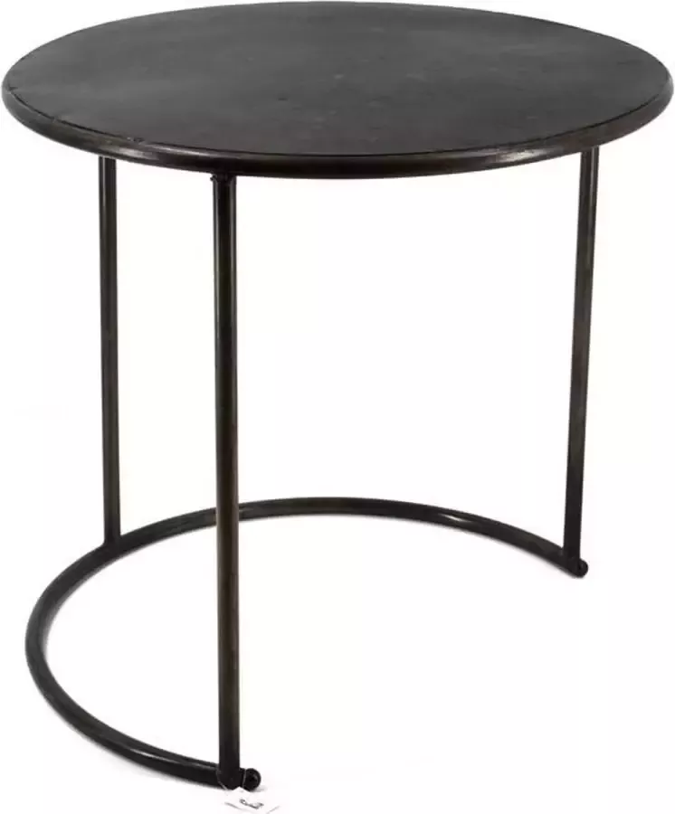 Vtw Living Bijzettafel Industriële Bijzettafel Sidetable Metaal Zwart 50 cm hoog