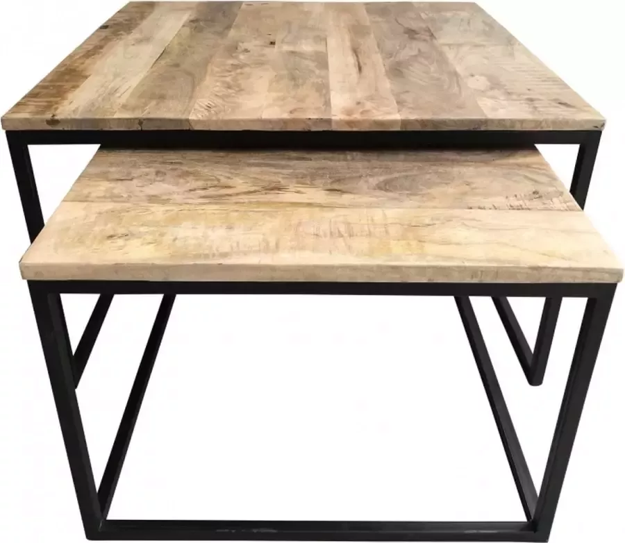 Vtw Living Salontafel van Mangohout Salontafels Bijzettafel Industrieel 80 cm