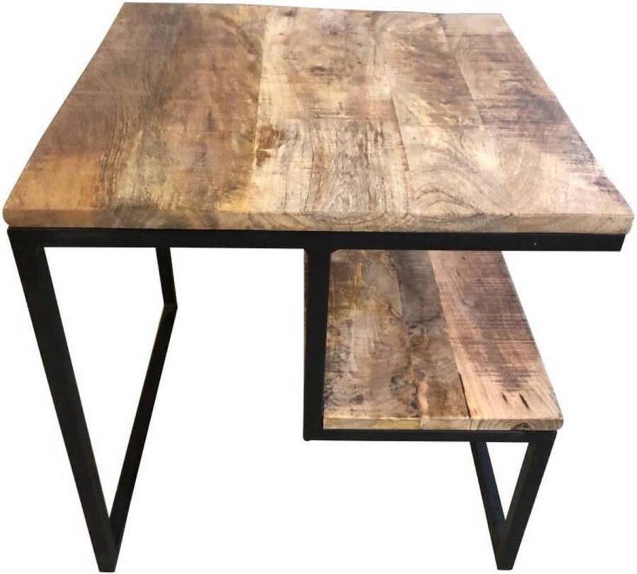 Vtw Living Tafeltje van Mangohout Bijzettafel Coffeetable Mangohouten Tafeltje Industrieel Landelijk 50 cm breed