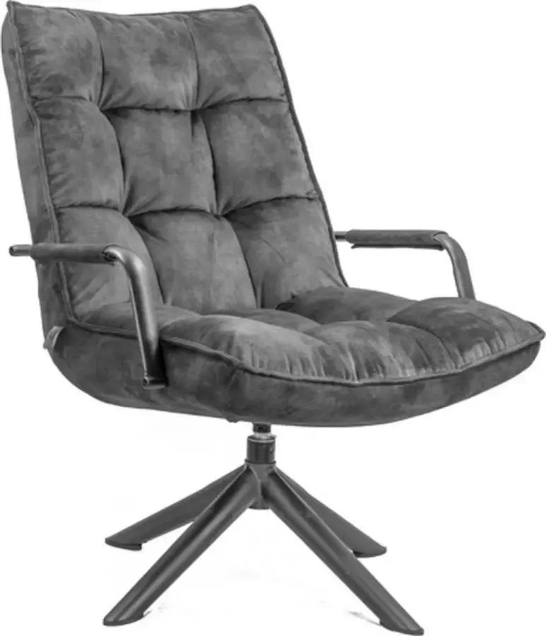 Vtw Living Draaifauteuil met Armleuning Fauteuil Fauteuils Draaistoel Stof Grijs 72 x 80 x 88 cm