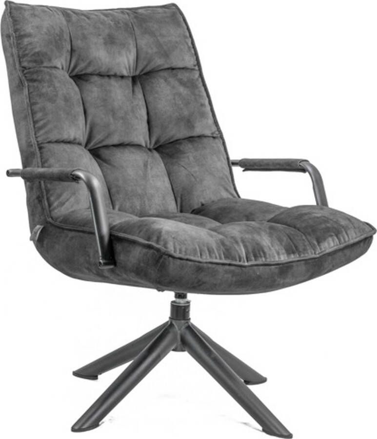 Vtw Living Draaifauteuil met Armleuning Fauteuil Draaistoel Grijs 72 cm