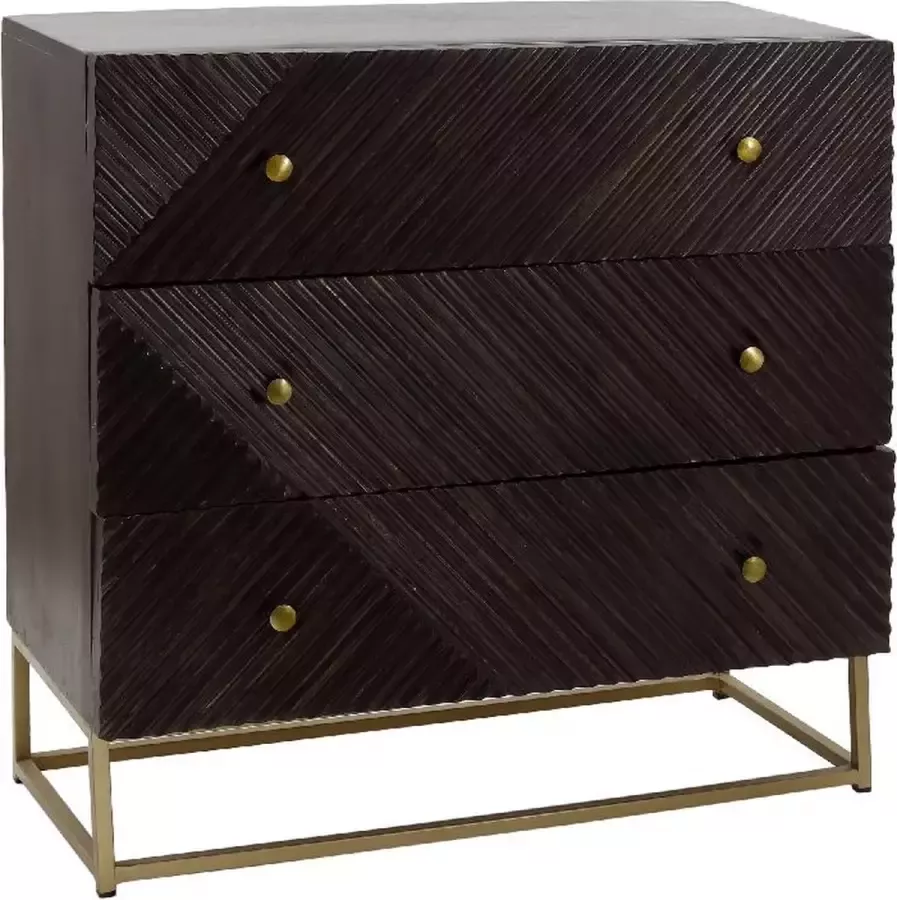 Vtw Living Dressoir Kast Mangohout Kasten Bruin Goud 75 cm hoog