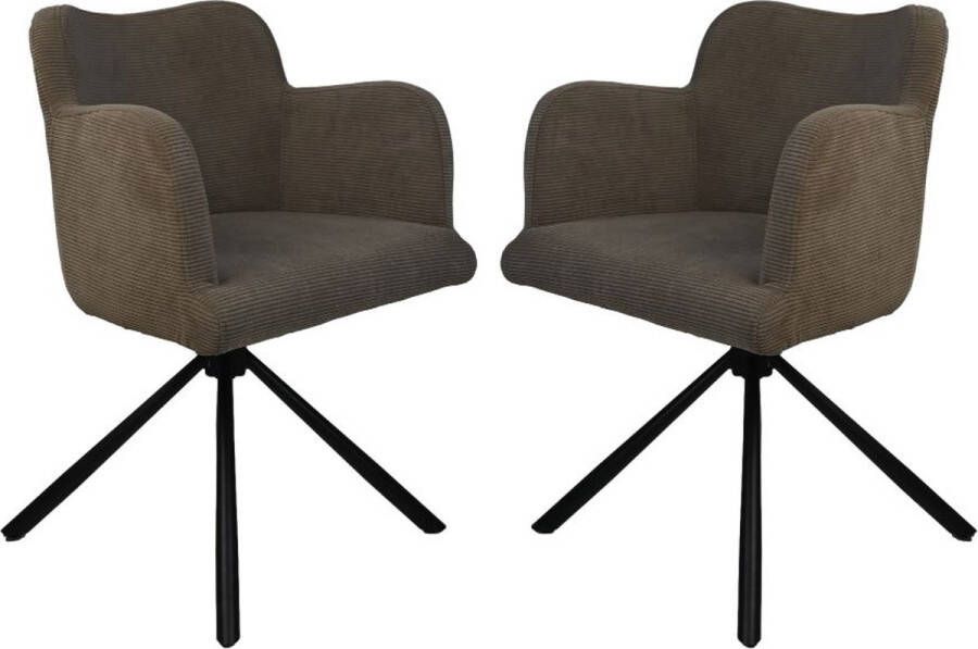 Vtw Living Eetkamerstoel Eetkamerstoelen Set Van 2 Eetkamerstoel met Armleuning Kuipstoel Kuipstoelen Wit Zwart