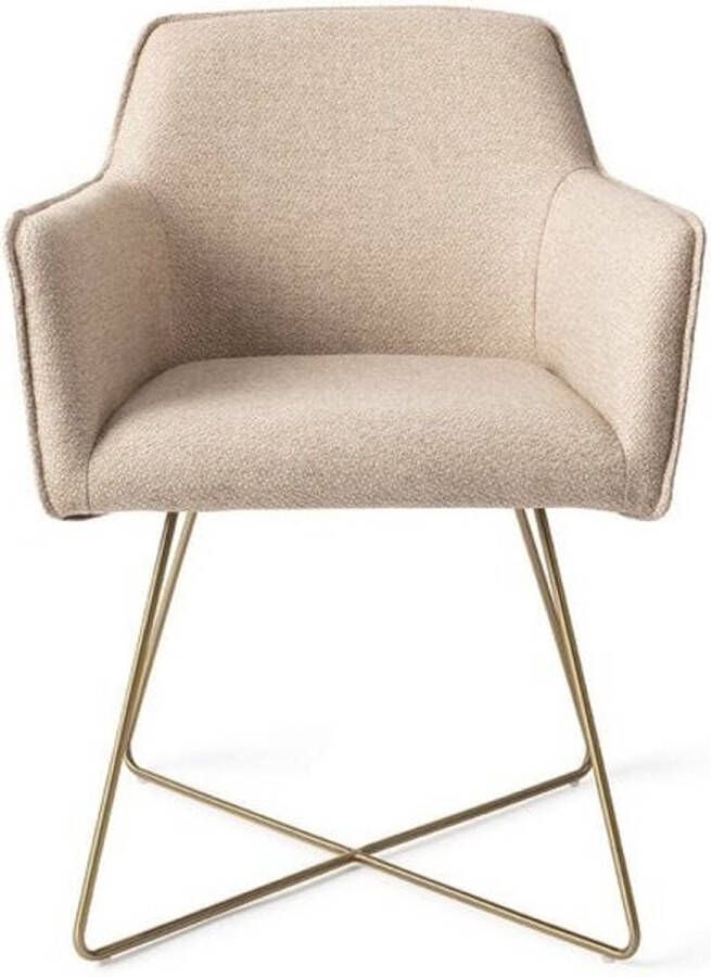 Vtw Living Eetkamerstoel Stoel Kuipstoel Kuipstoelen Eetkamerstoelen Stoel Eetkamer Beige Goud 59 cm breed