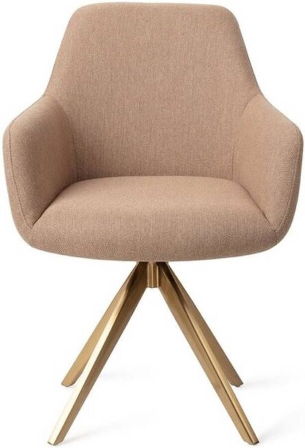 Vtw Living Eetkamerstoel Stoel Kuipstoel Kuipstoelen Eetkamerstoelen Stoel Eetkamer Bruin Goud 59 cm breed