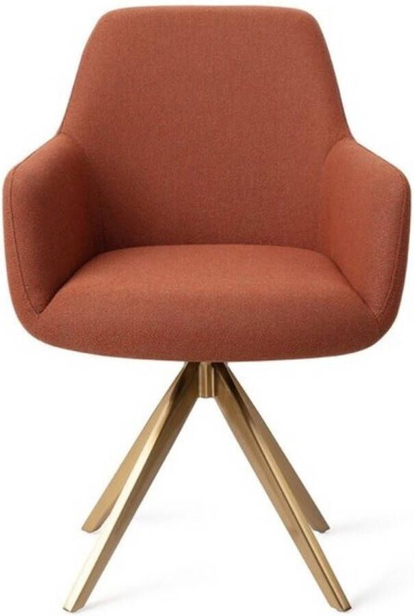 Vtw Living Eetkamerstoel Stoel Kuipstoel Kuipstoelen Eetkamerstoelen Stoel Eetkamer Oranje Goud 59 cm breed
