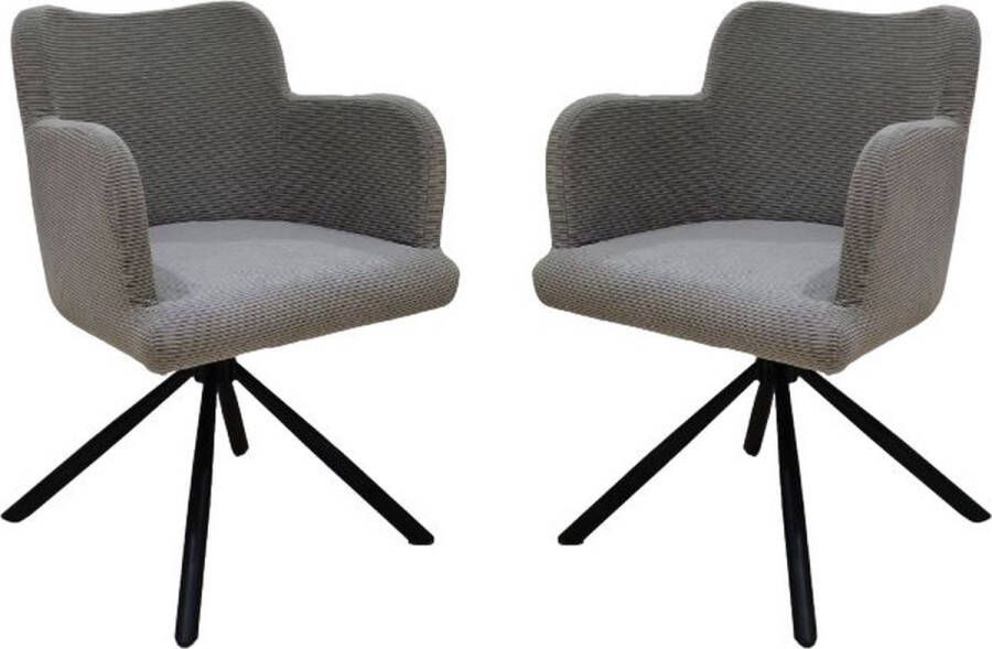Vtw Living Eetkamerstoelen Set Van 2 Eetkamerstoel met Armleuning Kuipstoel Kuipstoelen Eetkamerstoelen Grijs Zwart
