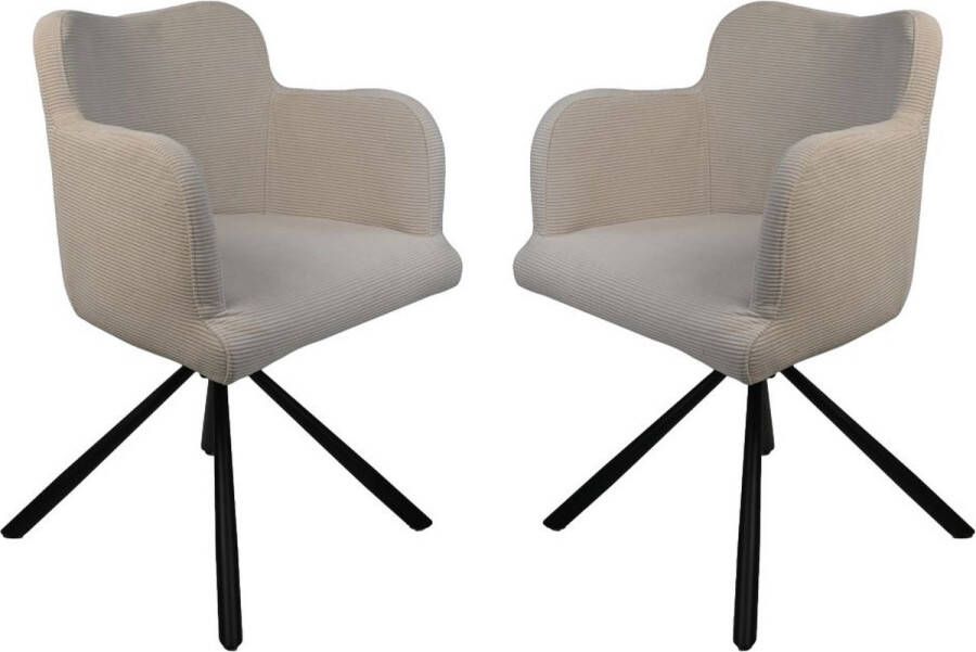 Vtw Living Eetkamerstoelen Set Van 2 Eetkamerstoel met Armleuning Kuipstoel Kuipstoelen Eetkamerstoelen Wit Zwart