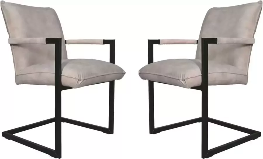Vtw Living Eetkamerstoelen Set van 2 Eetkamerstoelen met armleuning Eetkamerstoel Velvet Beige