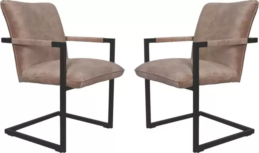 Vtw Living Eetkamerstoelen Set van 2 Eetkamerstoelen met armleuning Eetkamerstoel Velvet Lever