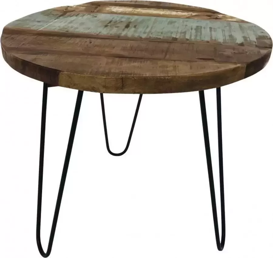 Vtw Living Industriële bijzettafel van gerecycled hout Coffeetable Bijzettafel Tafeltje Laptoptafel Industrieel Landelijk Landelijke bijzettafel 55 cm breed