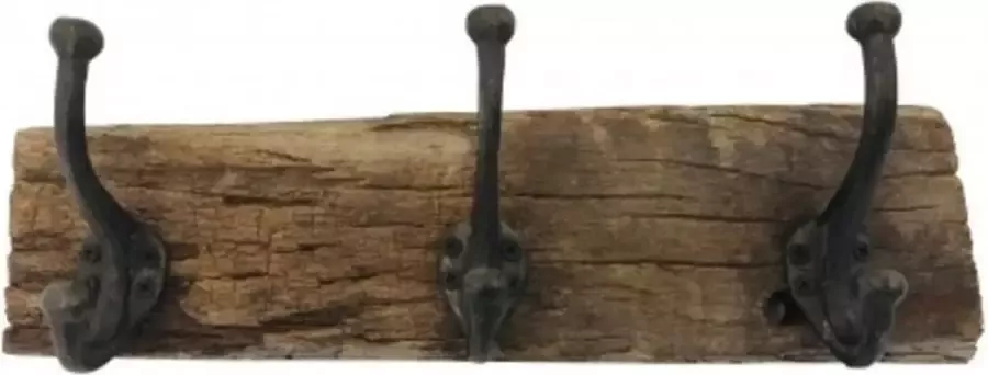 Vtw Living Kapstokje van Oud Geleefd Hout en Metaal Industrieel Kapstokken Kapstokjes 37 cm breed