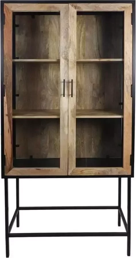 Vtw Living Industriële Kast Mangohout Vitrinekast Kast Mangohout Industriële Kast Industrieel Dressoir Robuuste Kast Landelijk 190 cm Hoog