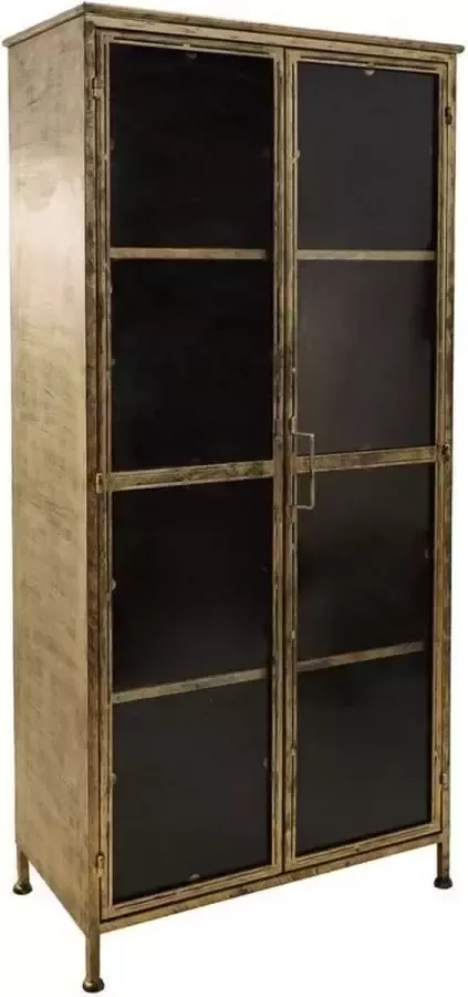 Vtw Living Industriële Kast van Metaal Dressoir Metaal Kast Metalen Kast Buffetkast Gouden Kast Mangohout Industriële Kast Dressoir van Metaal Industrieel Dressoir Robuuste Kast Klassiek Goud 180 cm hoog