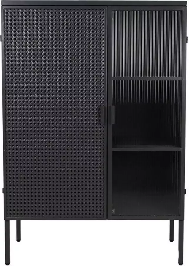 Vtw Living Industriële Kast van Metaal Kast van Metaal Metalen Kast Industriële Kast Industrieel Vitrinekast Buffetkast Industrie Kast Grijs 80 cm breed