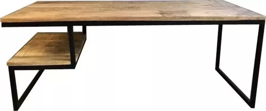 Vtw Living Industriële Salontafel van Mangohout Sidetable Bijzettafel Robuuste Salontafel Wandtafel Industrieel Salontafel Landelijk Mangohout Design Metaal Sfeer Premium Robuust 118 cm breed