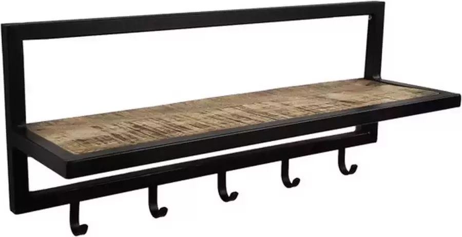 Vtw Living Wandkapstok Kapstok Hangend Industrieel Kapstokken Acaciahout 66 x 17 x 28 cm