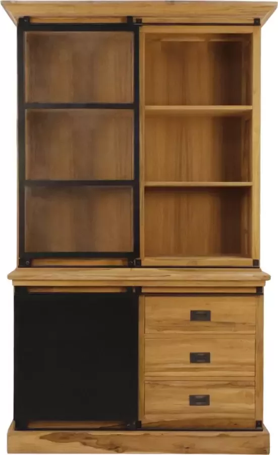 Vtw Living Kast Kasten Vitrine Kast Industrieel Opbergkast Dressoir Buffetkast Teakhout 125 cm hoog