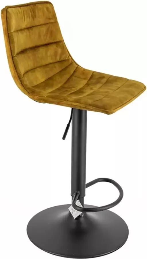 Vtw Living Luxe Barkruk Barkrukken met Rugleuning Barkrukken Barkruk Industrieel Geel Suède 57 cm hoog