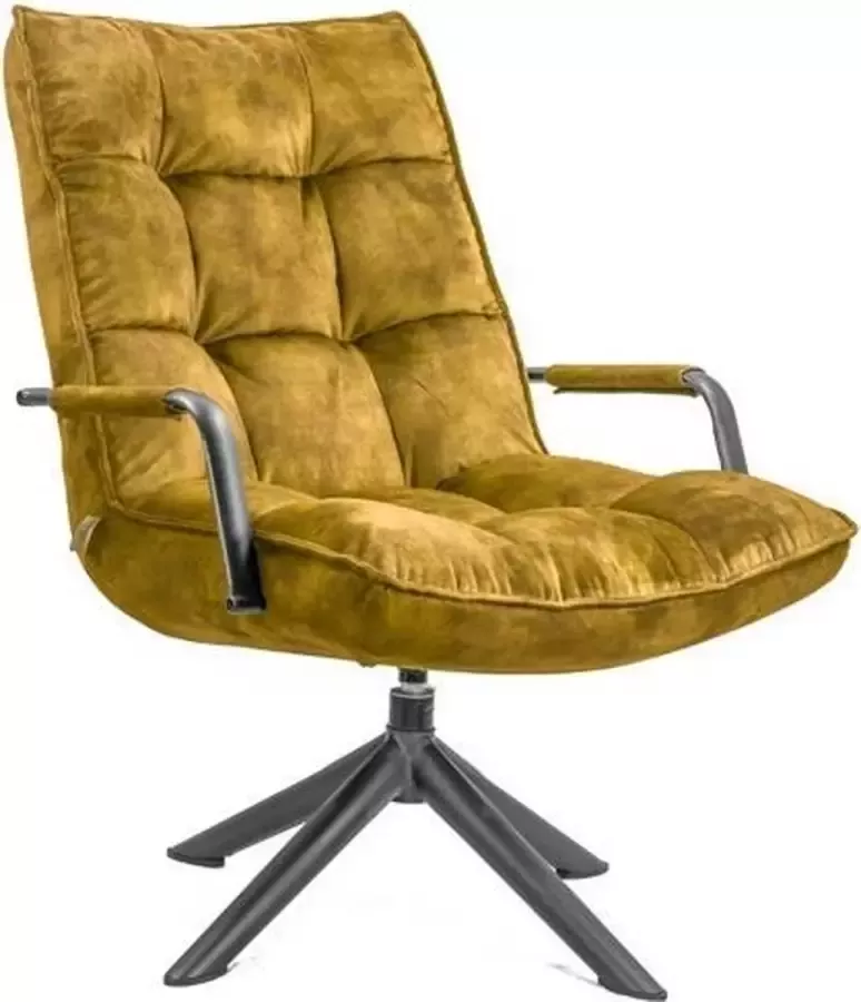 Vtw Living Luxe Draaifauteuil met Armleuning Fauteuil Draaistoel Geel 72 cm