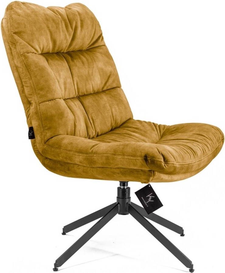 Vtw Living Luxe Draaifauteuil Fauteuil Draaistoel Geel 94 cm