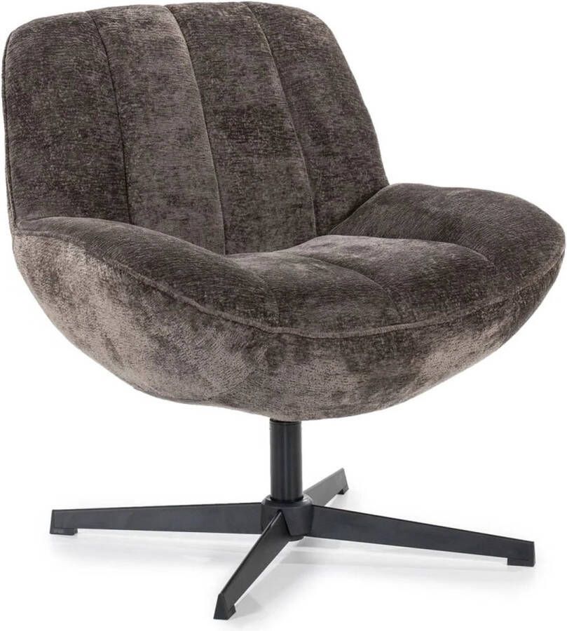 Vtw Living Luxe Draaifauteuil Fauteuil Fauteuils Zetel Relaxstoel Bruin Metaal Stof 72 cm