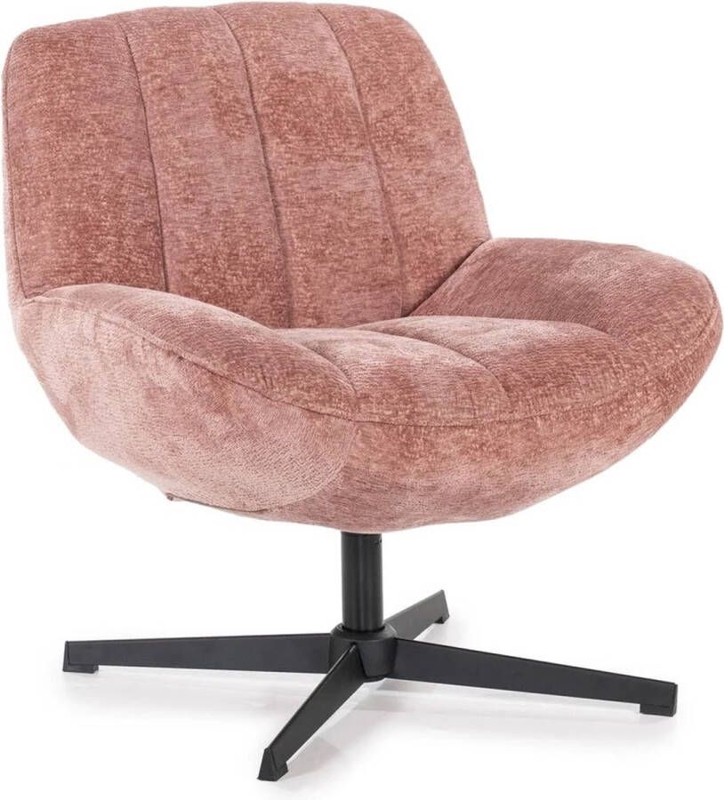 Vtw Living Luxe Draaifauteuil Fauteuil Fauteuils Zetel Relaxstoel Oud Roze Metaal Stof 72 cm