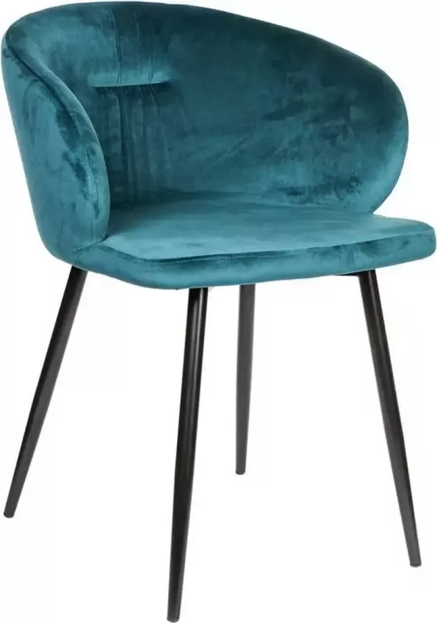 Vtw Living Luxe Eetkamerstoel Velvet Industriële Eetkamerstoel Stoel Velvet Design Chair Eetkamerstoelen Comfort Comfortabel Industrieel Luxe Comfortabele Stoel Fluweel Blauw 55 cm breed