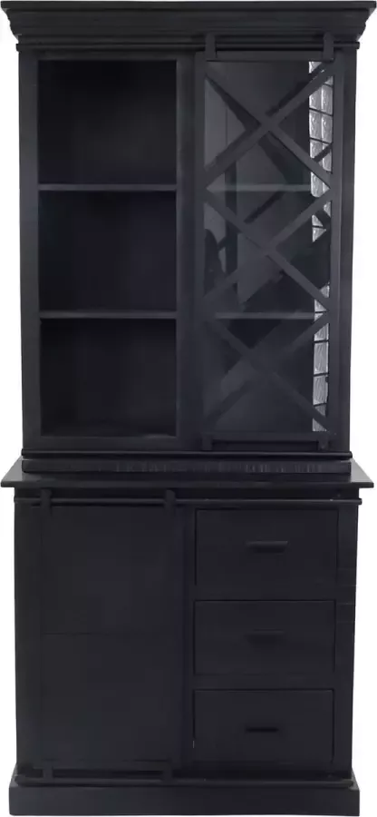 Vtw Living Luxe Kast Vitrinekast Kast Kasten Buffetkast Industriële Kast Zwart 195 cm hoog