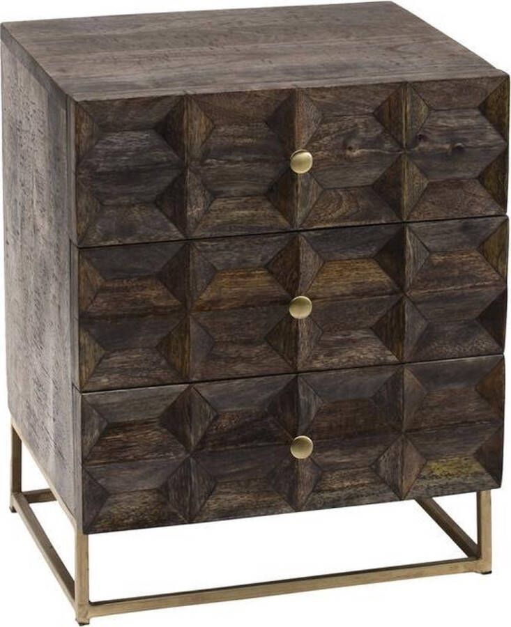 Vtw Living Luxe Nachtkastje van Mangohout Mangohouten kast Dressoir Kast Kastje Industrieel Landelijk Cabinet Sfeer Luxe Premium 55 cm hoog